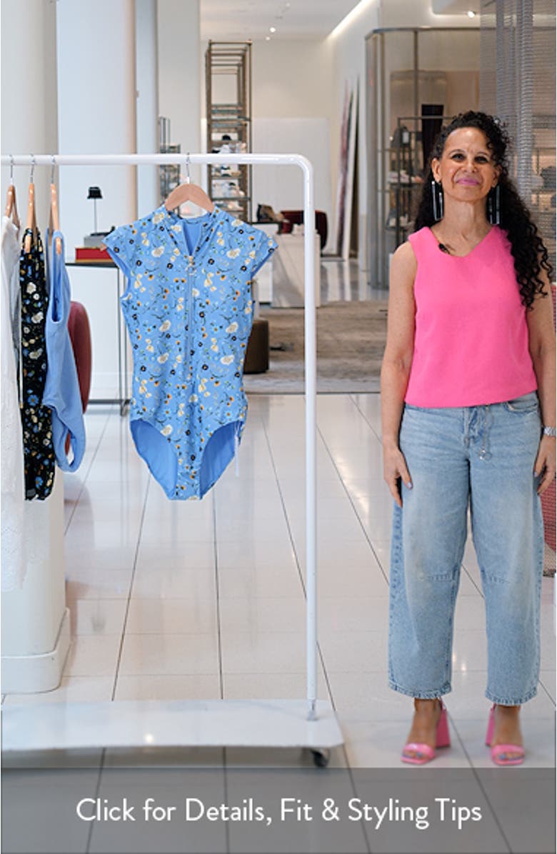 Cap Sleeve Zip-Up One-Piece Swimsuit, sales video thumbnail