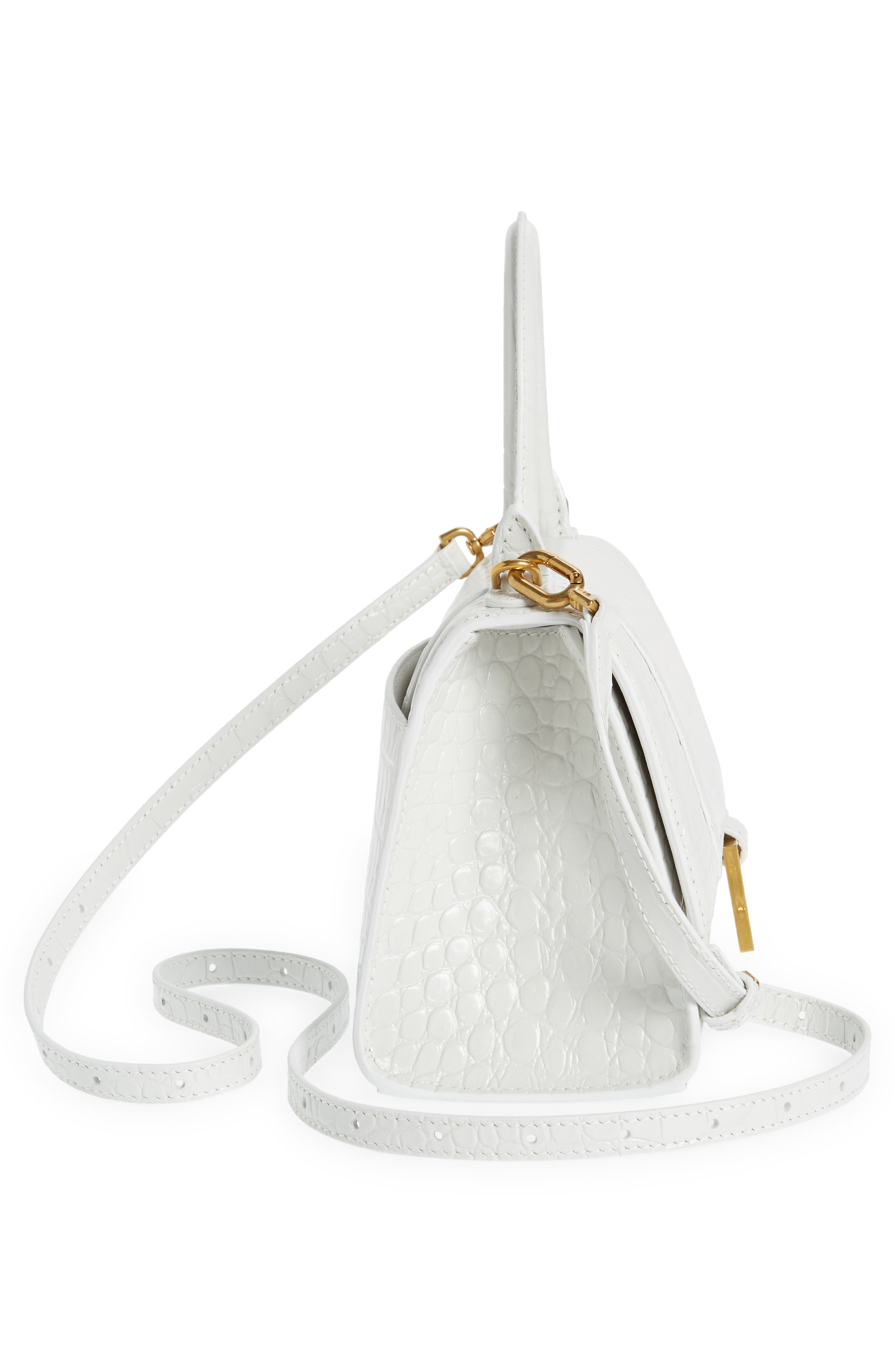 Balenciaga Hourglass Croc Embossed Leather Top Handle Bag, Alternate, color, 