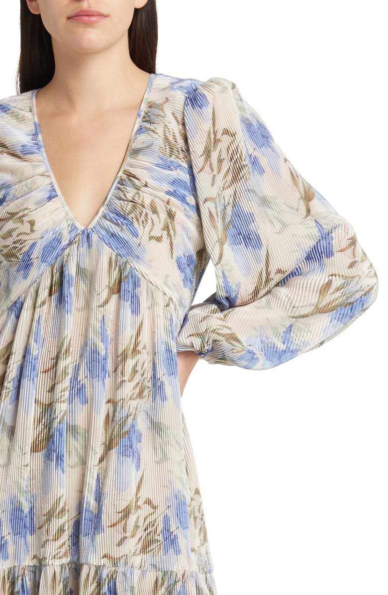 FLORET STUDIOS Floral Micropleat Long Sleeve Dress, Alternate, color, 