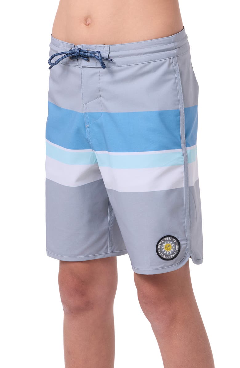 O'Neill Kids' Cruzer Stripe Scallop Board Shorts, Alternate, color, 
