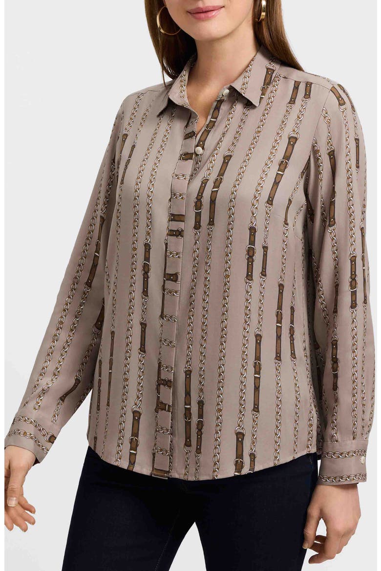 Luna Chain Stripe Button-Up Shirt, Main, color, BROWN MULTI