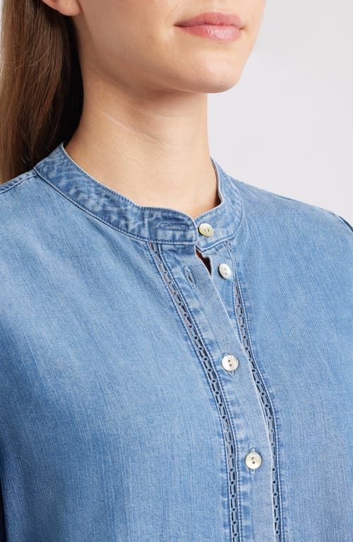 Cloth & Stone Lace Trim Denim Shirt In Blue
