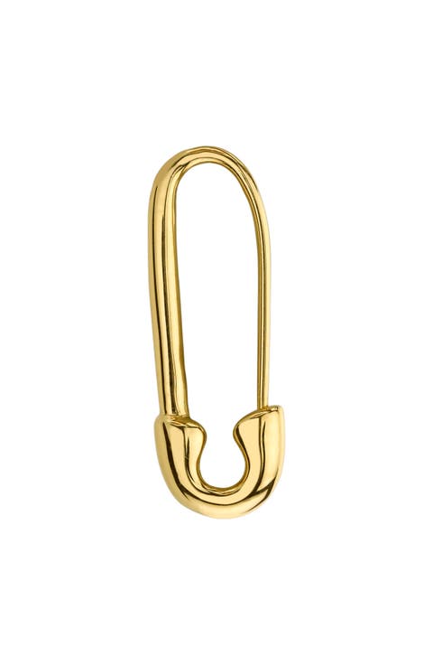 18k Gold Safety Pin Single Earring
