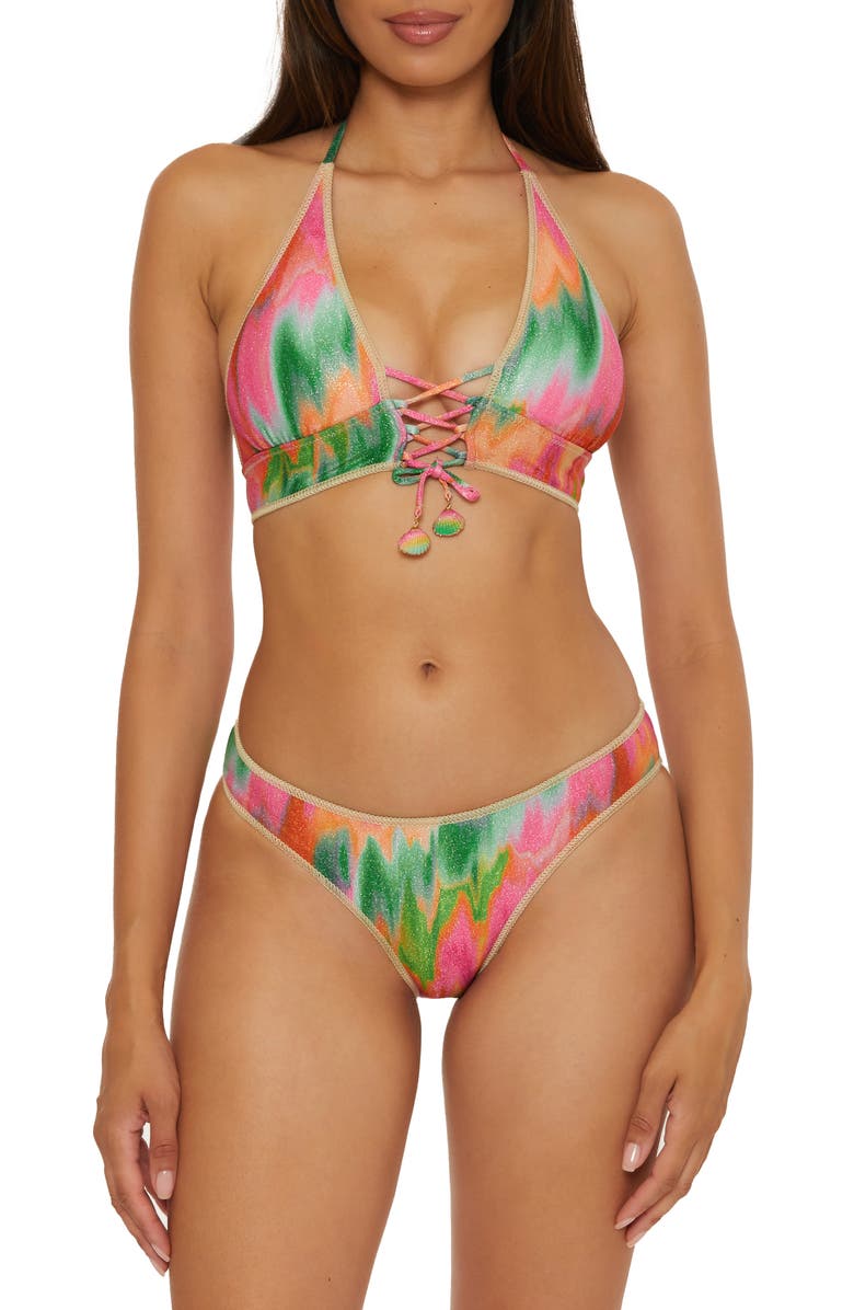Becca Mirage Halter Bikini Top, Alternate, color, Pink Multi