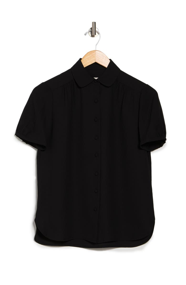 Anne Klein Peter Pan Shirred Collar Blouse, Alternate, color, Anne Blk