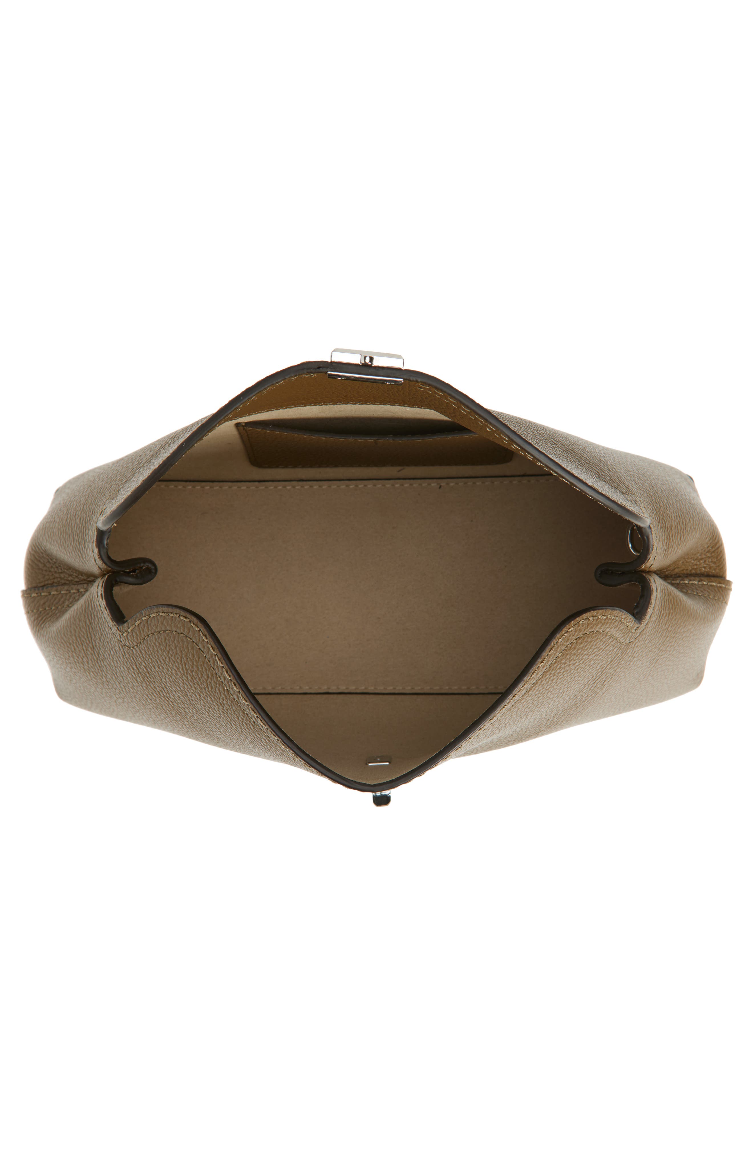 TOTEME Palmellata T-Lock Leather Clutch Crossbody, Alternate, color, Dark Taupe