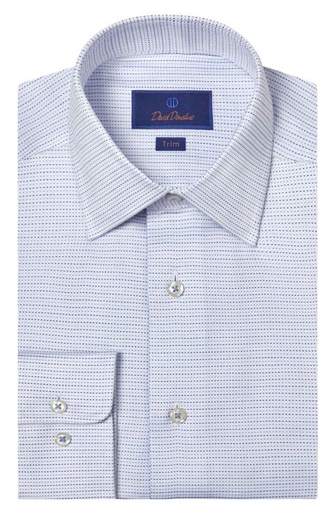 Trim Fit Microdot Cotton Dobby Dress Shirt