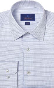 David Donahue Trim Fit Microdot Cotton Dobby Dress Shirt