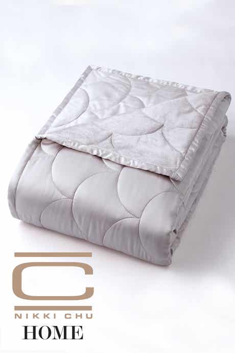 Allied Home Nikki Chu Twin Velvet/Satin Reversible Blanket - Pewter