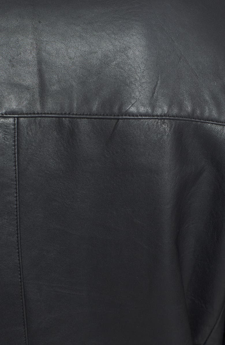 Missani Le Collezioni Classic Fit Reversible Leather & Lambswool Car Coat, Alternate, color, Black