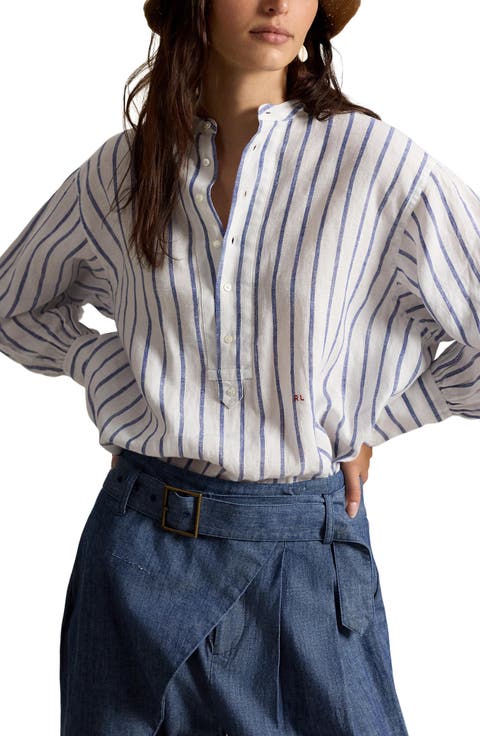 Stripe Long Sleeve Linen Shirt