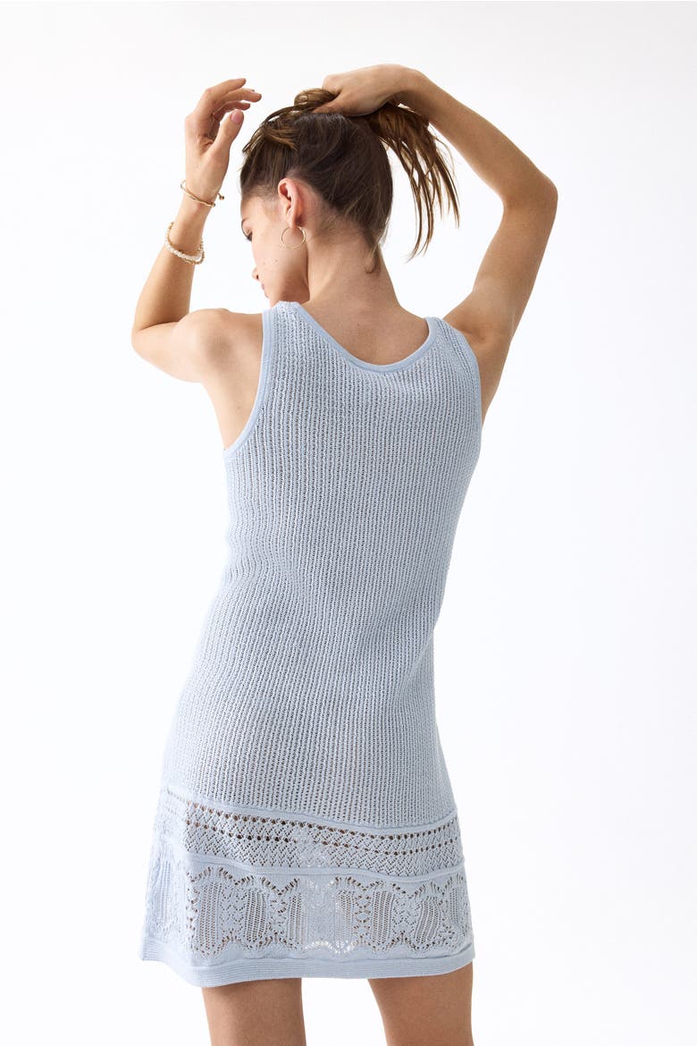 Pointelle-detail Dress, Alternate, color, Light blue