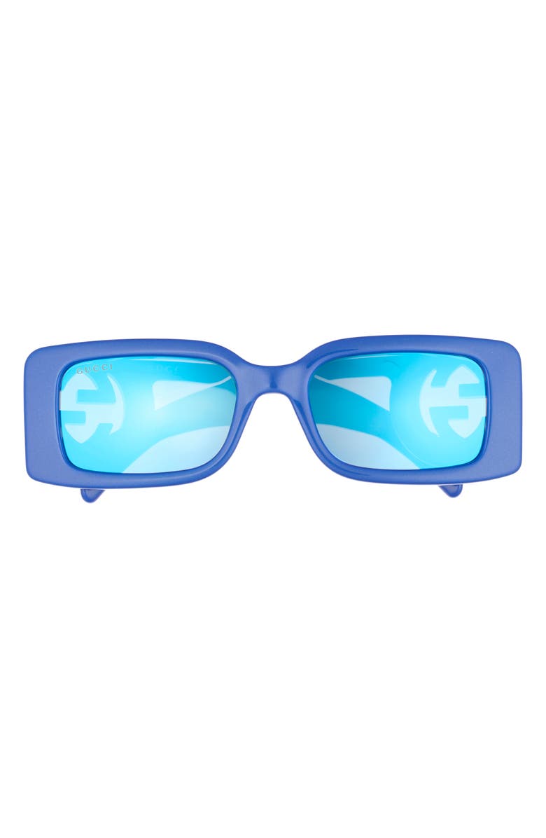 Gucci 54mm Polarized Square Sunglasses, Main, color, Blue Blue Blue