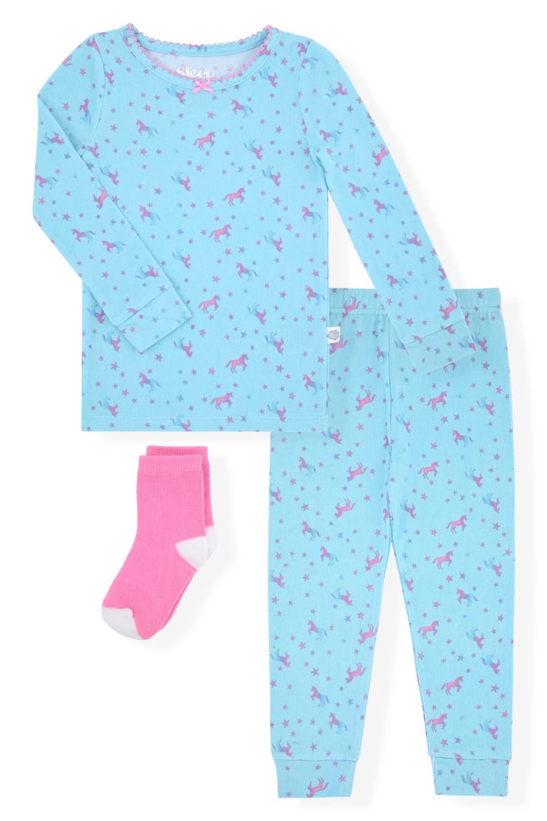 Kids' Snug Fit Pajamas & Socks Set, Main, color, MINT