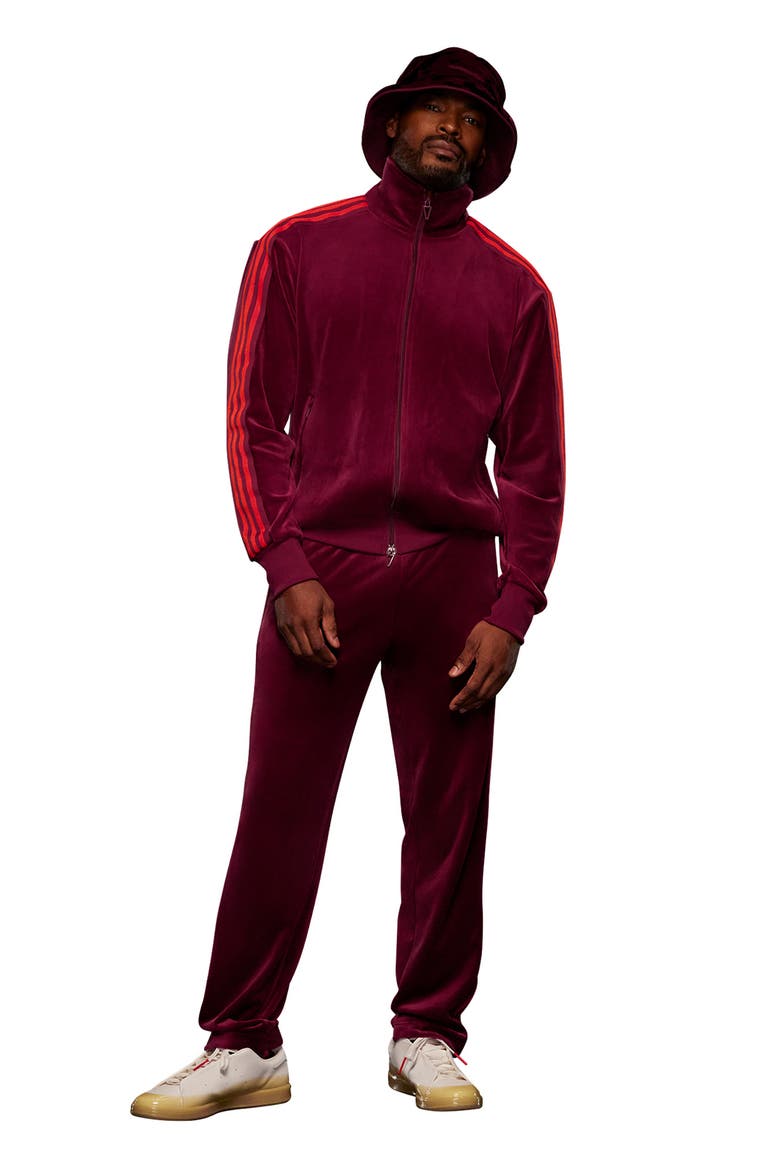 Velour Track Jacket, Alternate, color, CHERRY WOOD RED