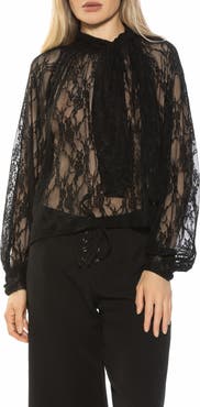 Alexia Admor Rae Lace Top with Neck Tie
