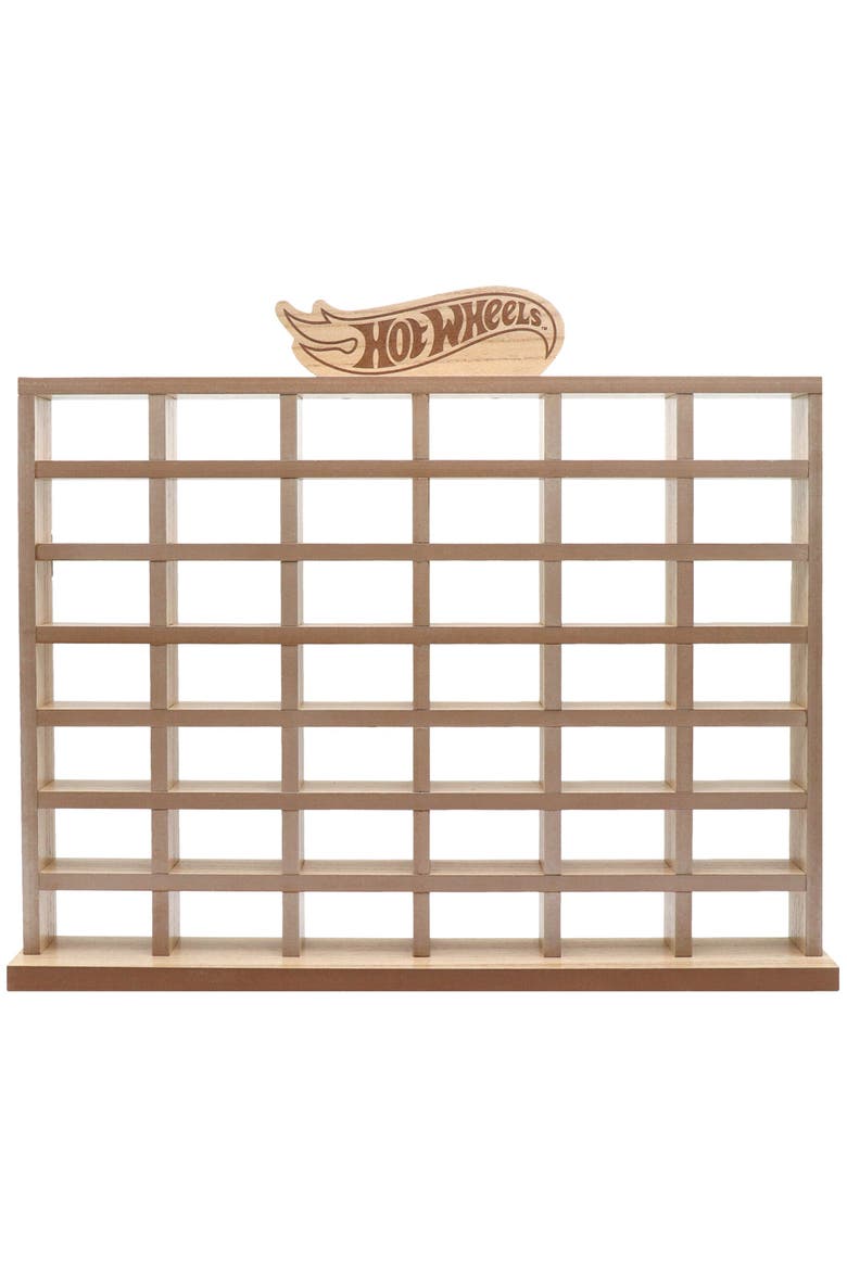 Wood Display Case For 42 Die-cast Toy Cars, Main, color, Brown