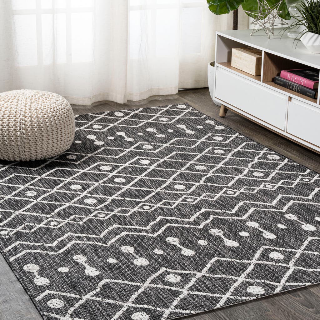 Jonathan Y Nokat Bohemian Indoor/outdoor Area Rug In Black/ivory