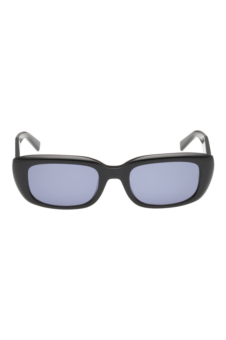 52mm Rectangular Sunglasses, Main, color, SHINY BLACK / SMOKE LENS
