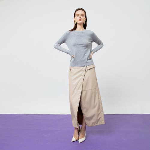 Ats Amara Ribbed Knit Top In Gray