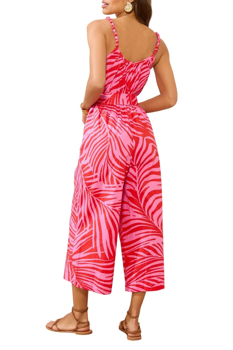 Printed Belted Cotton Romper, Alternate, color, PINK