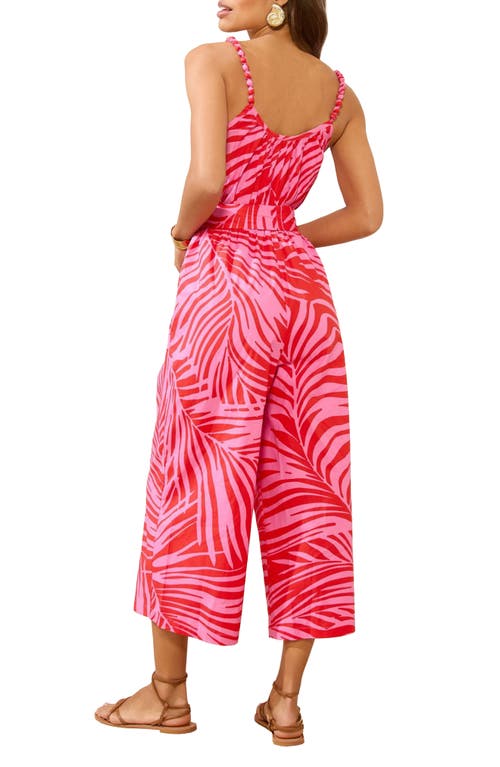 Lipsy Printed Belted Cotton Romper In Pink