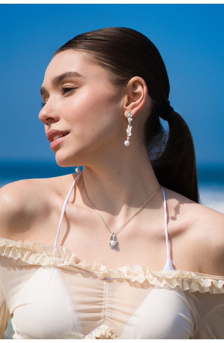 Classicharms Nyla Molten Freshwater Pearl Pendant Necklace, Alternate, color, Silver