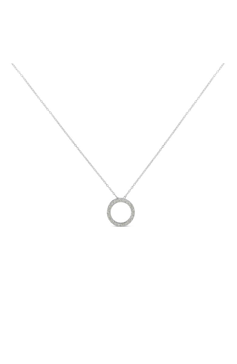 Haus of Brilliance Silver 1/4 Cttw Round-cut Diamond Open Circle Halo 18" Pendant Necklace, Alternate, color, White