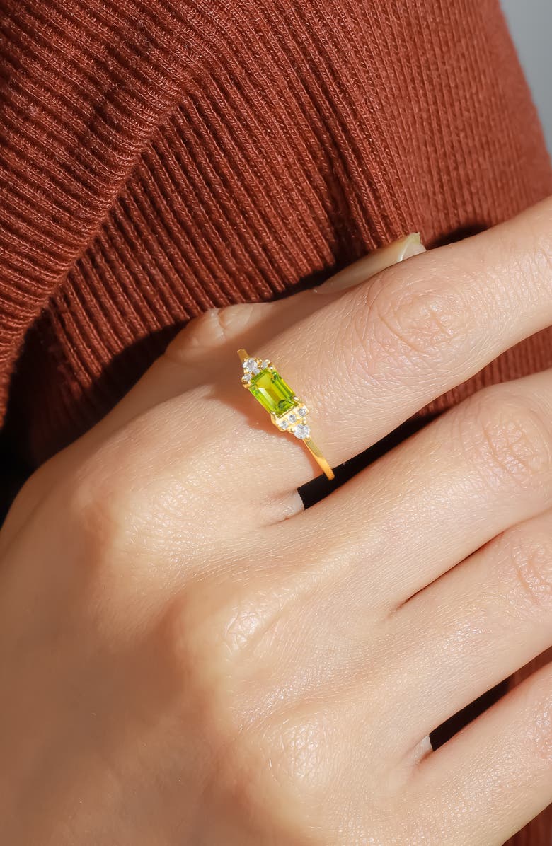 YS GEMS Baguette & Round Mix Gemstone Ring, Alternate, color, Green