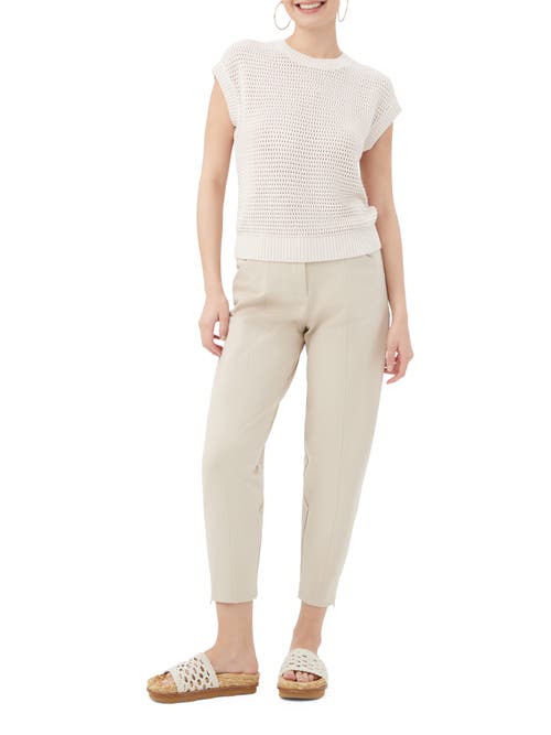 Trina Turk Yuri Open Knit Short Sleeve Pullover In White