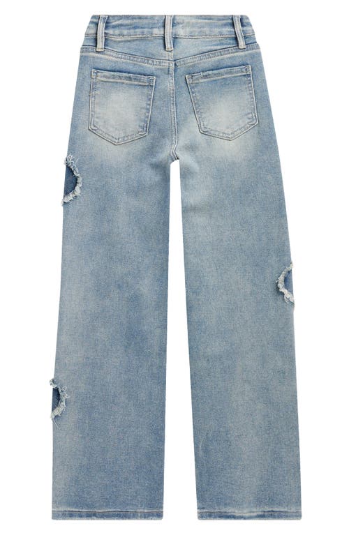 Ymi Kids' Heart Patch Wide Leg Pants In Blue
