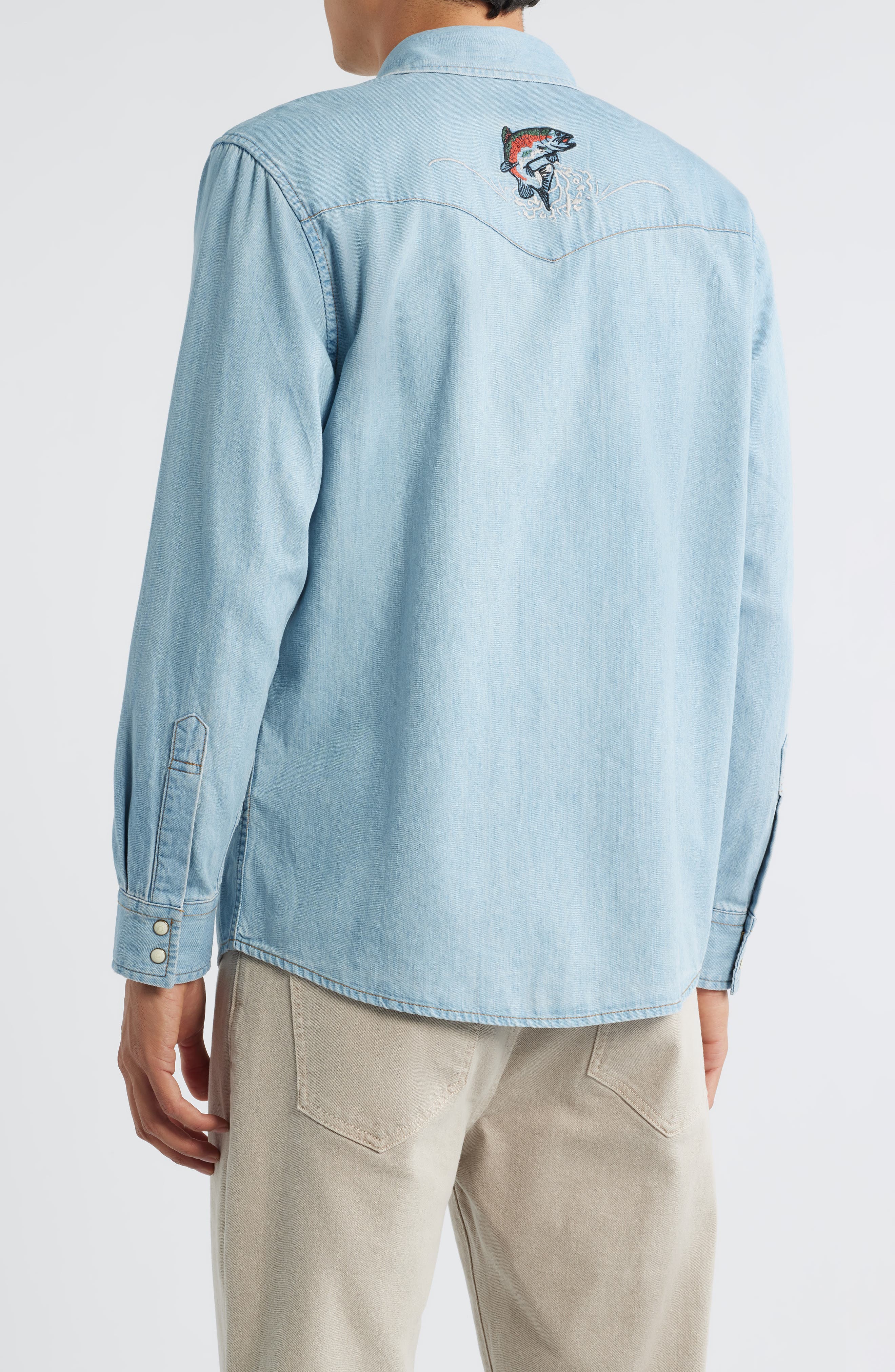 Gambler Embroidered Snap-Up Chambray Shirt - image 2