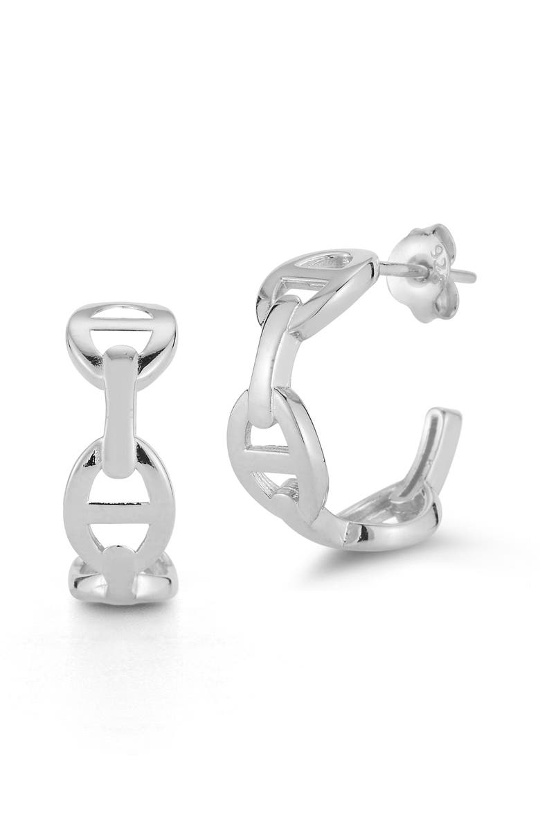 GLAZE JEWELRY Mariner Hoop Earrings, Main, color, Silver