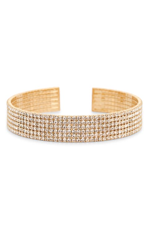 Multirow Crystal Cuff Bracelet