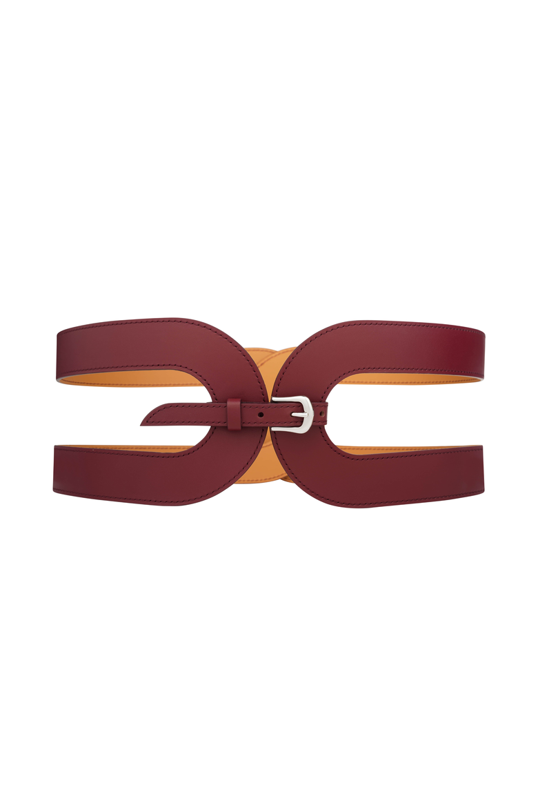 La Délicieuse Leather Belt, Main, color, Dark Red