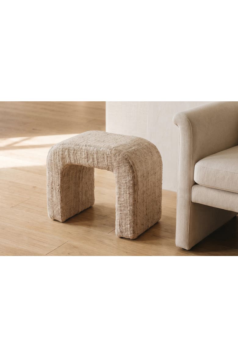 Yara Handwoven Wool Accent Stool, Alternate, color, Beige
