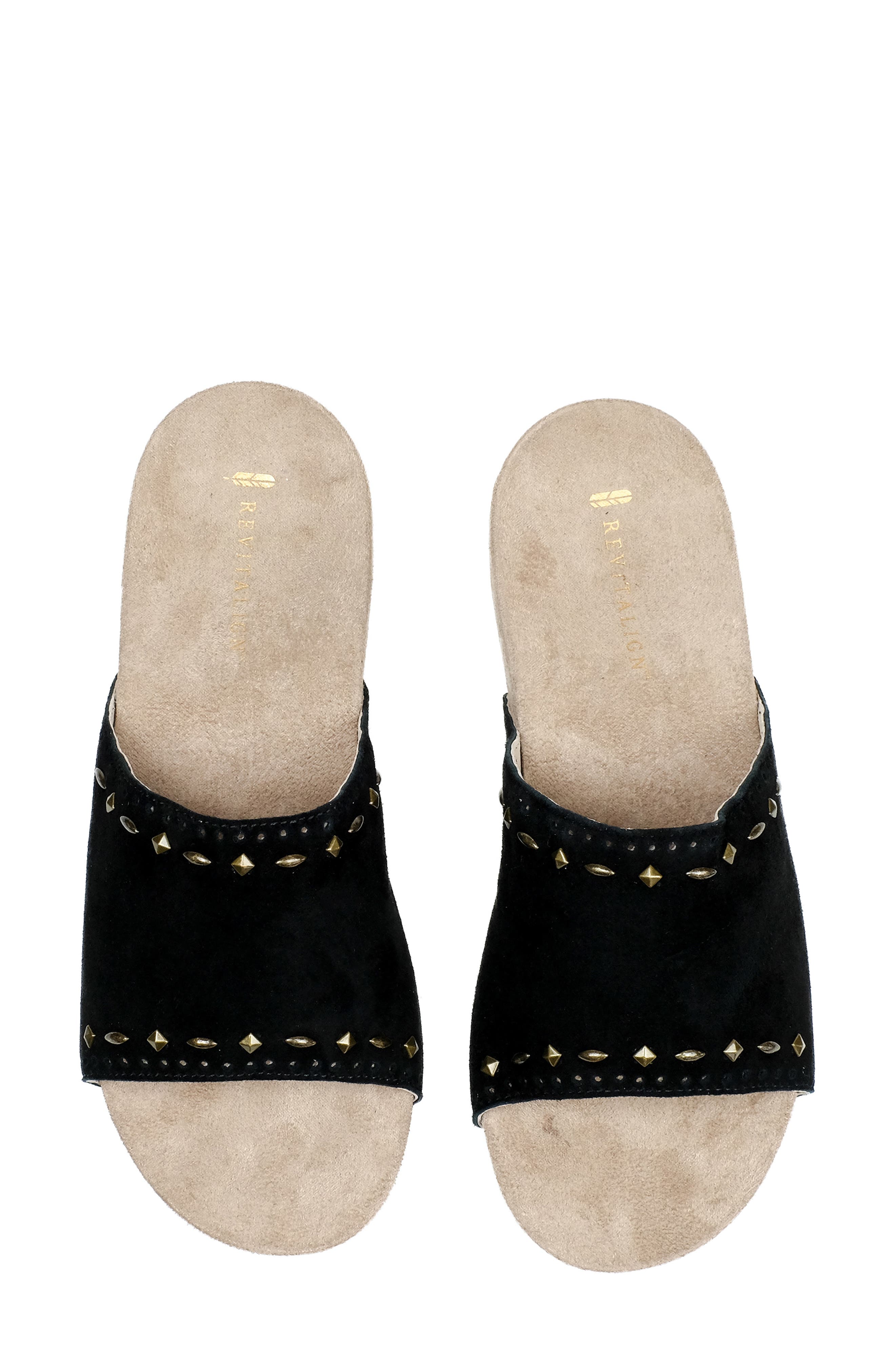 Sofia Stud Orthotic Slide Sandal, Alternate, color, BLACK