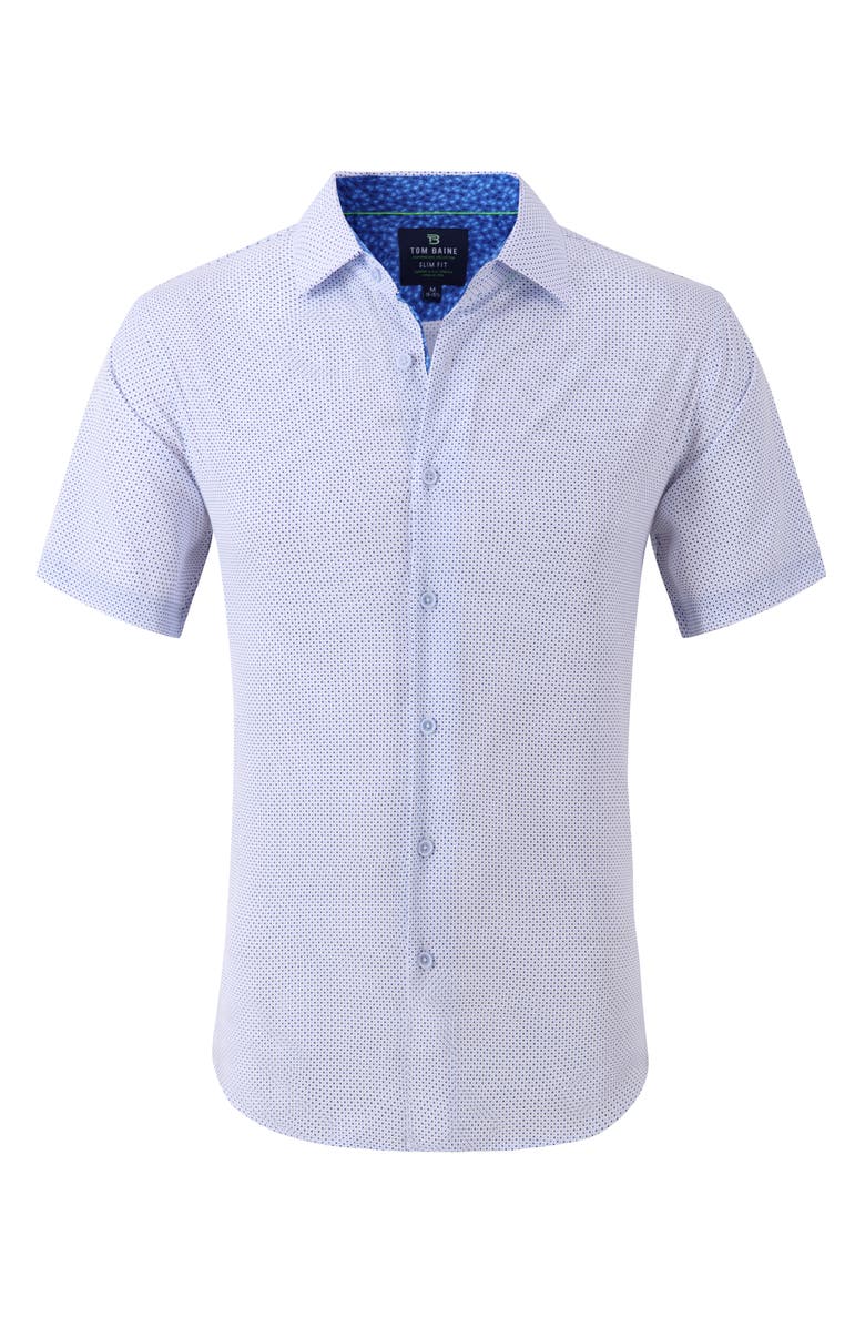 TOM BAINE Slim Fit Short Sleeve Performance Stretch Button-Up Shirt, Alternate, color, White