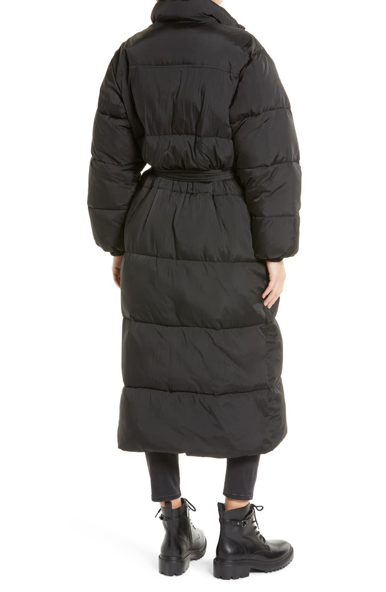 Good American Water-Resistant Longline Belted Puffer Coat, Alternate, color, 