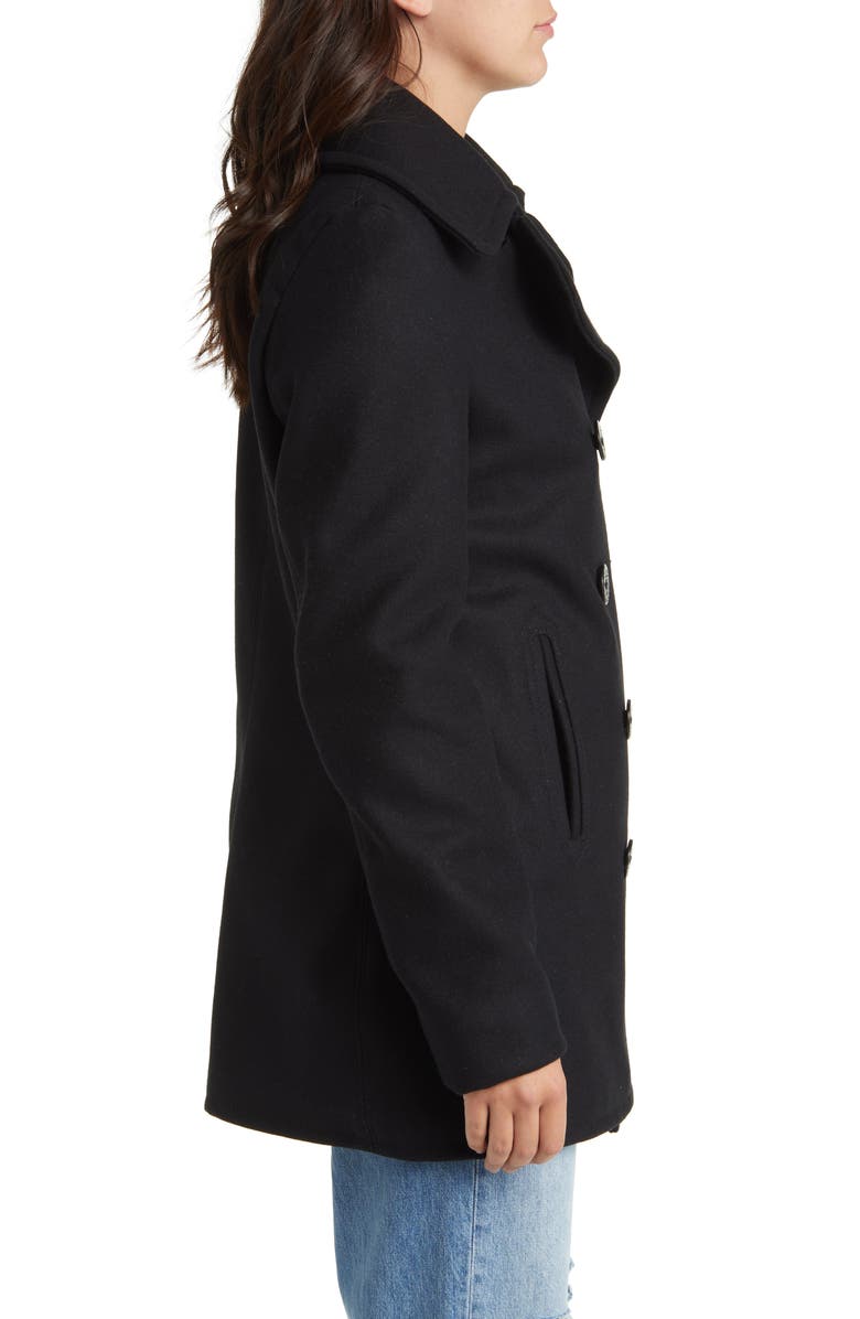 Schott NYC Wool Blend Peacoat, Alternate, color, Navy
