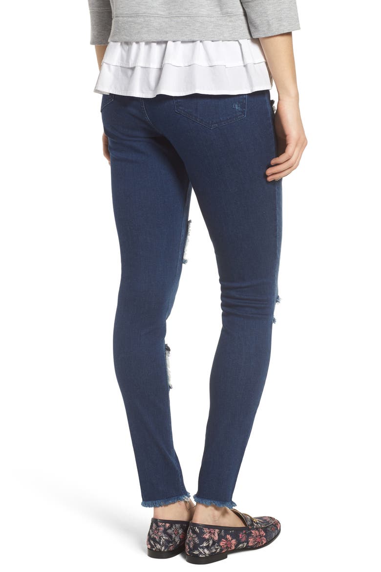 High Waist Distressed Denim Leggings, Alternate, color, INK WASH