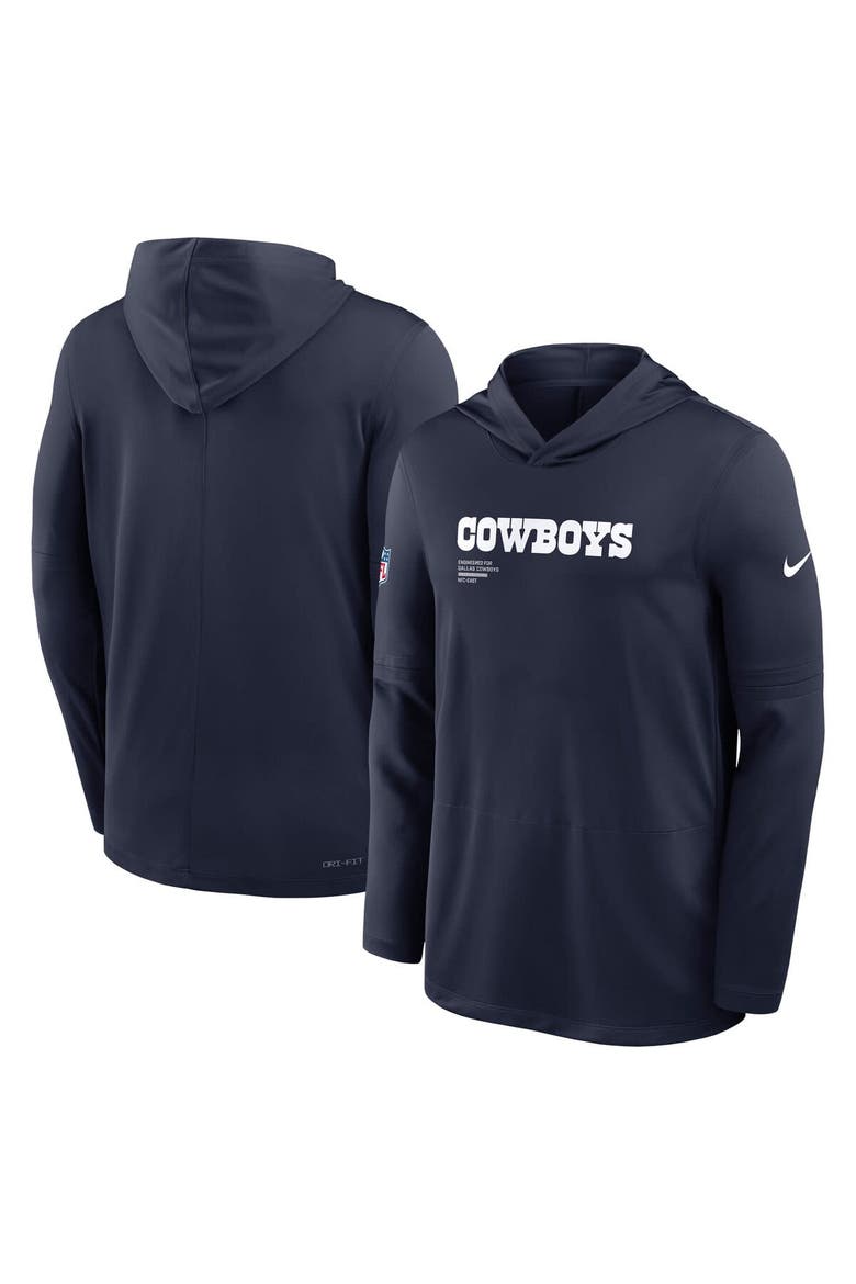 Men's Nike  Navy Dallas Cowboys Pure Fury Performance Long Sleeve Hooded T-Shirt, Main, color, Navy