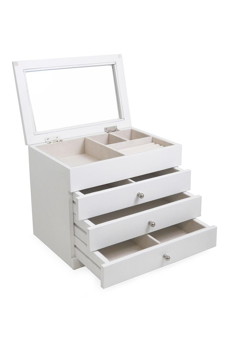 Wood Multilevel Jewelry Box, Alternate, color, WHITE