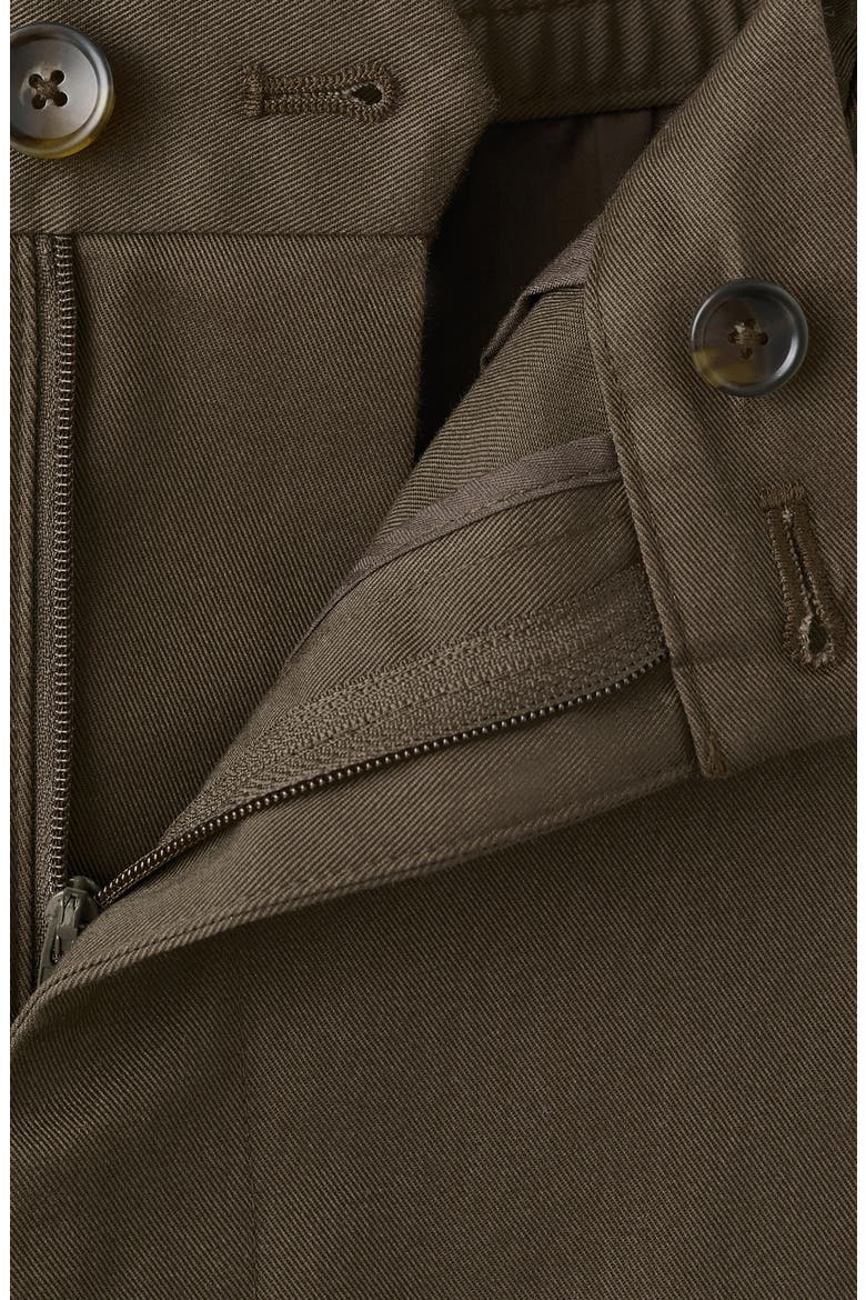 Pleated Cotton Straight Leg Pants, Alternate, color, BROWN