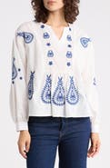 Forgotten Grace Embroidered V-Neck Cotton Top