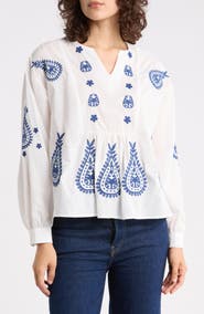 Forgotten Grace Embroidered V-Neck Cotton Top