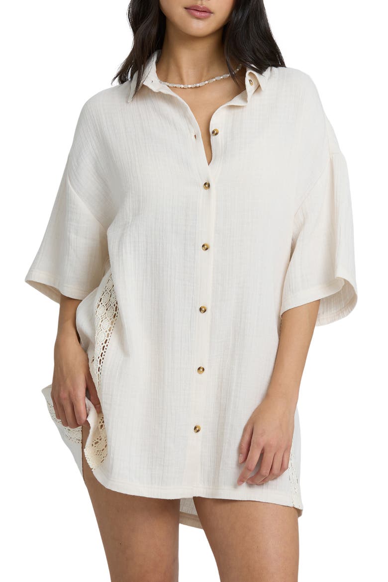 Feelin Fine Cover-Up Shirt, Main, color, WHITE CAP