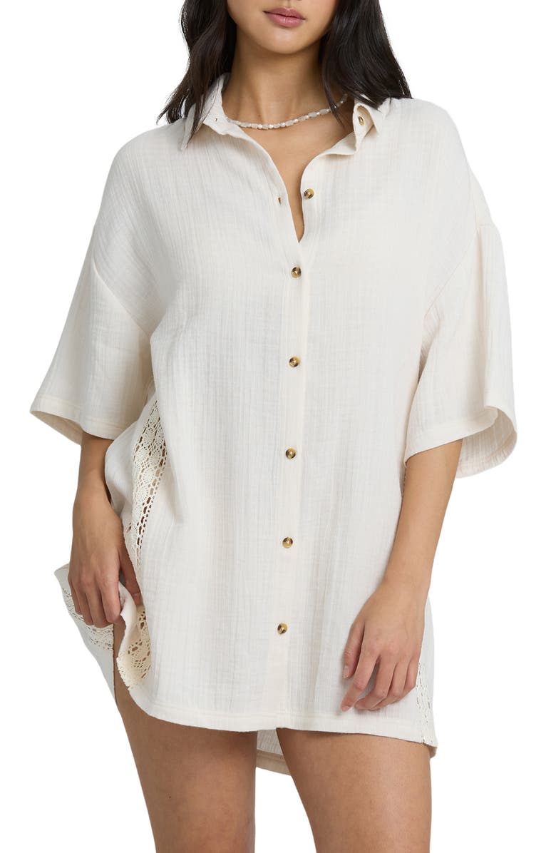 Billabong Feelin Fine Cover-Up Shirt, Main, color, White Cap