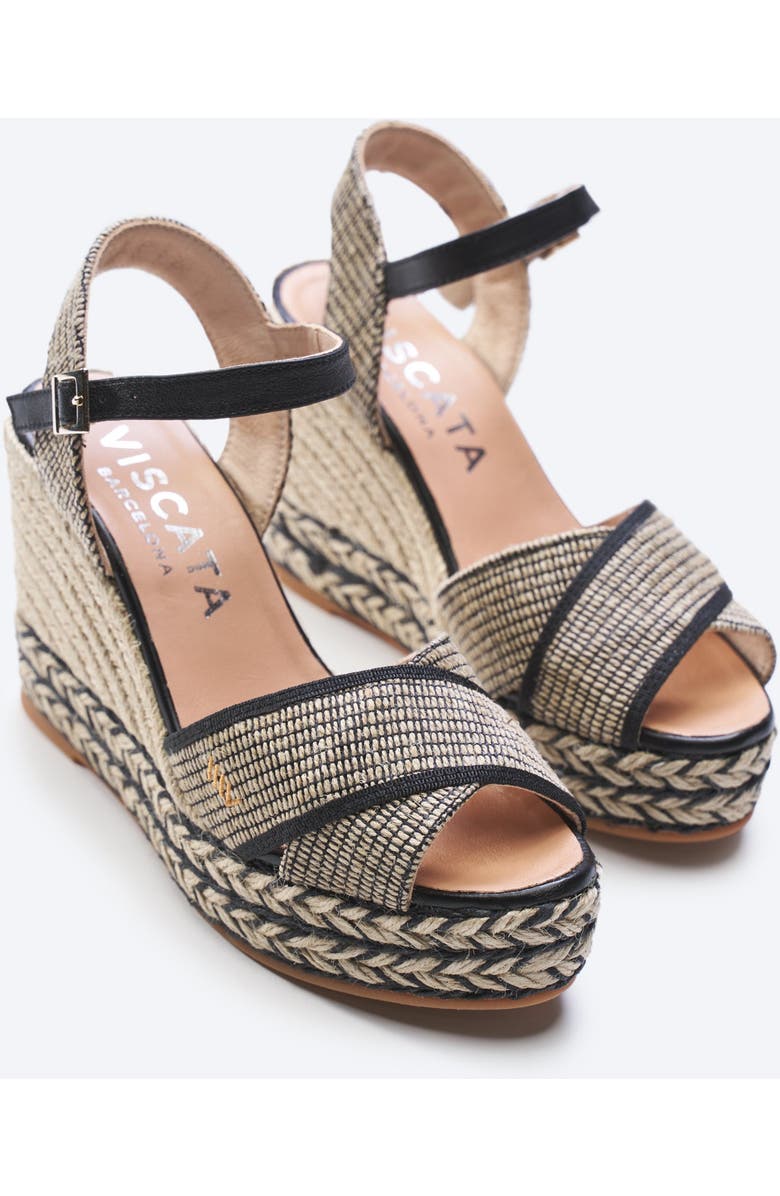 VISCATA Empuria Canvas Espadrille Sandal Wedges, Alternate, color, Black