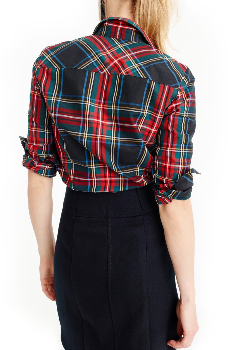 J.CREW FACTORY J.Crew Perfect Stewart Plaid Shirt, Alternate, color, 